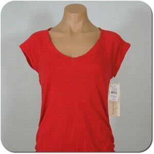 BABY by MOTHERHOOD Top S SMALL Red V-Neck Short Sleeves